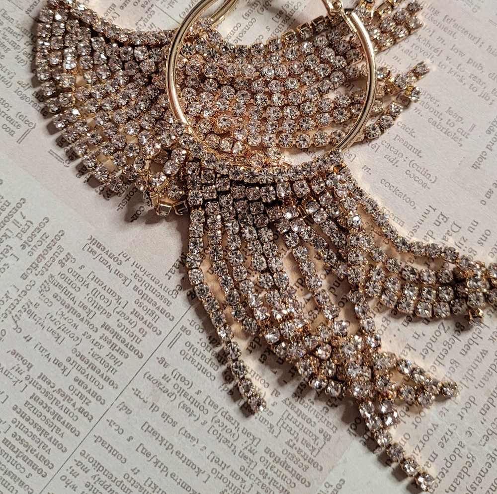 Glamorous Gold Plated Crystal Drop Earrings